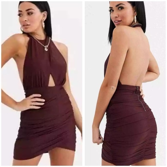 Tiger Mist Not Your Girl Halter Mini Dress NWT- Plum - Picture 1 of 13